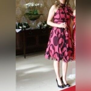 Pink and black halter neck dressy dress